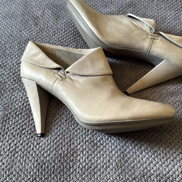 Coach Annika Cone Heel Booties‎ Size 10B Gray Leather Suede Pointed Toe Heels - Picture 3 of 12